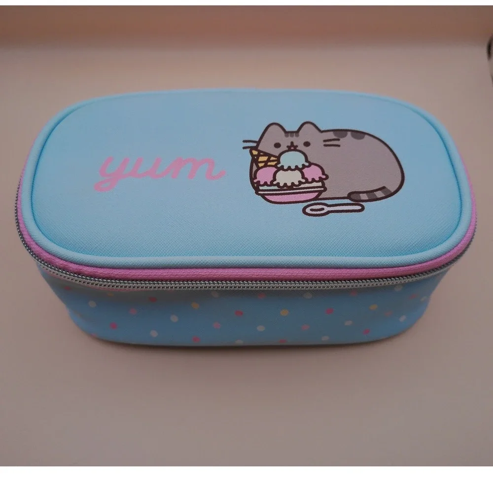 Pusheen Corp Blue Polka Dot Dessert Yum Cat‎ Pencil Pouch Case PN088 Kawaii NWT